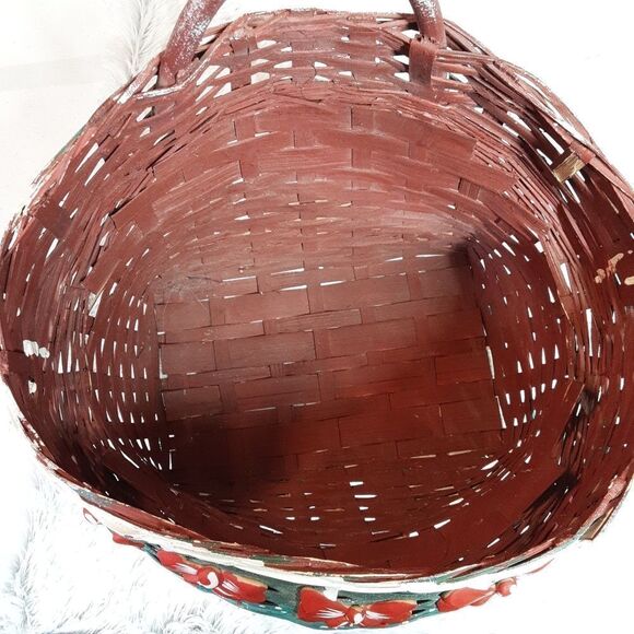 Vintage (1970's) Handcrafted Rare Christmas Basket 11" x 12" plu… - Picture 11 of 16